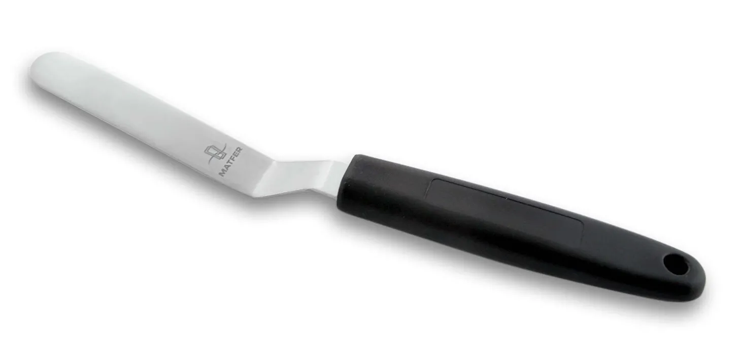 Spatule coudée professionnelle acier inox 9cm manche PP noir