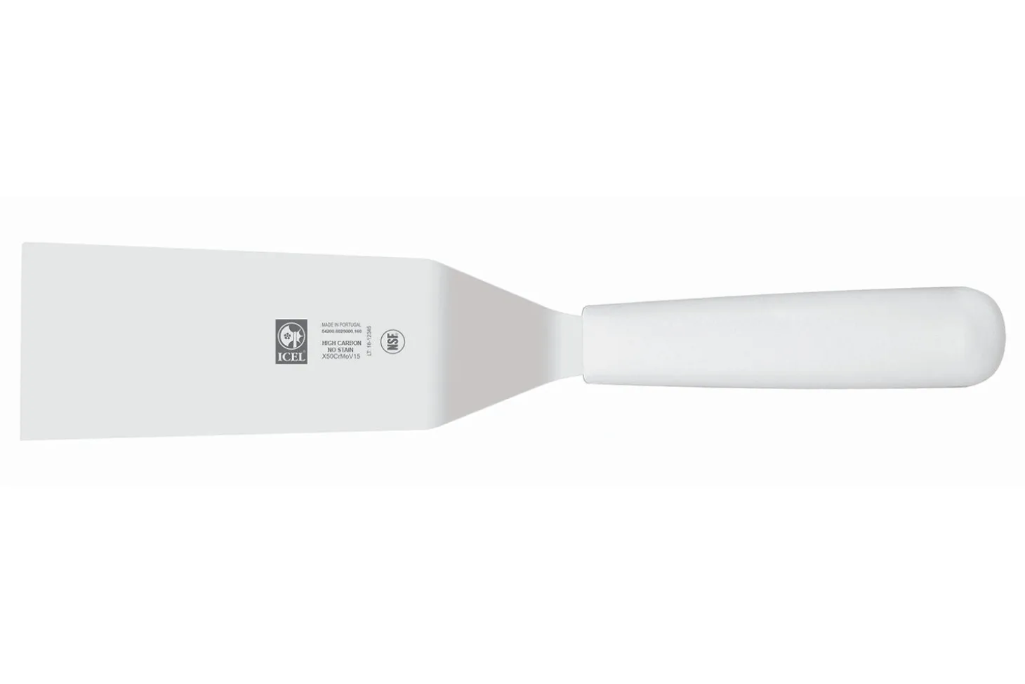 Spatule coudée professionnelle Icel lame 16cm manche blanc