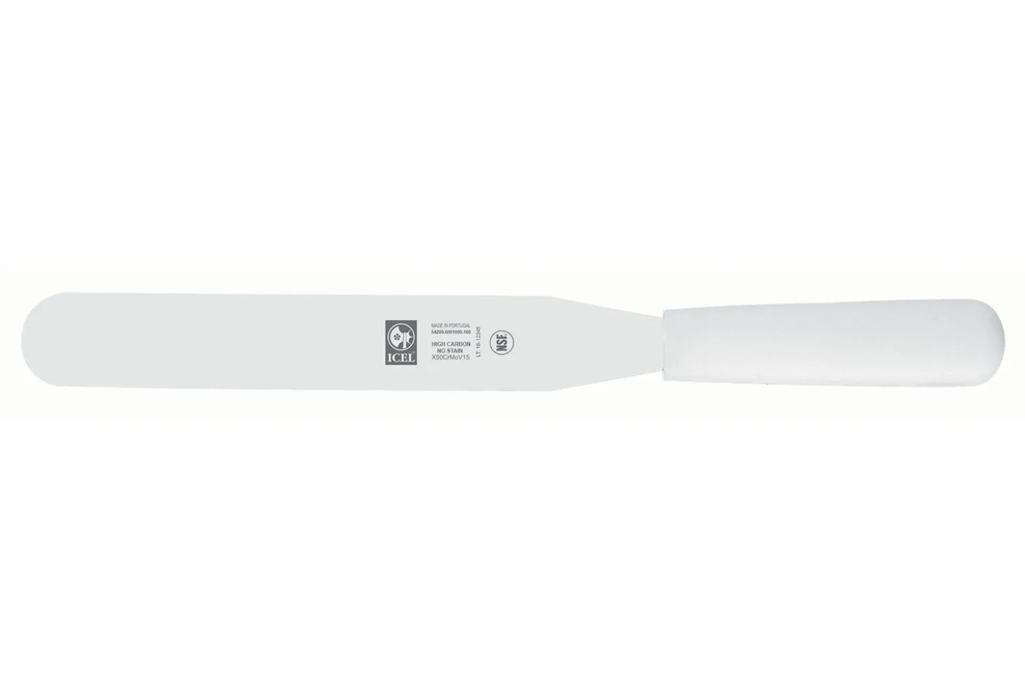 Spatule droite professionnelle Icel inox manche PP blanc