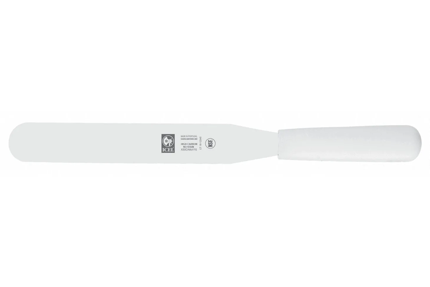 Spatule droite professionnelle Icel inox manche PP blanc