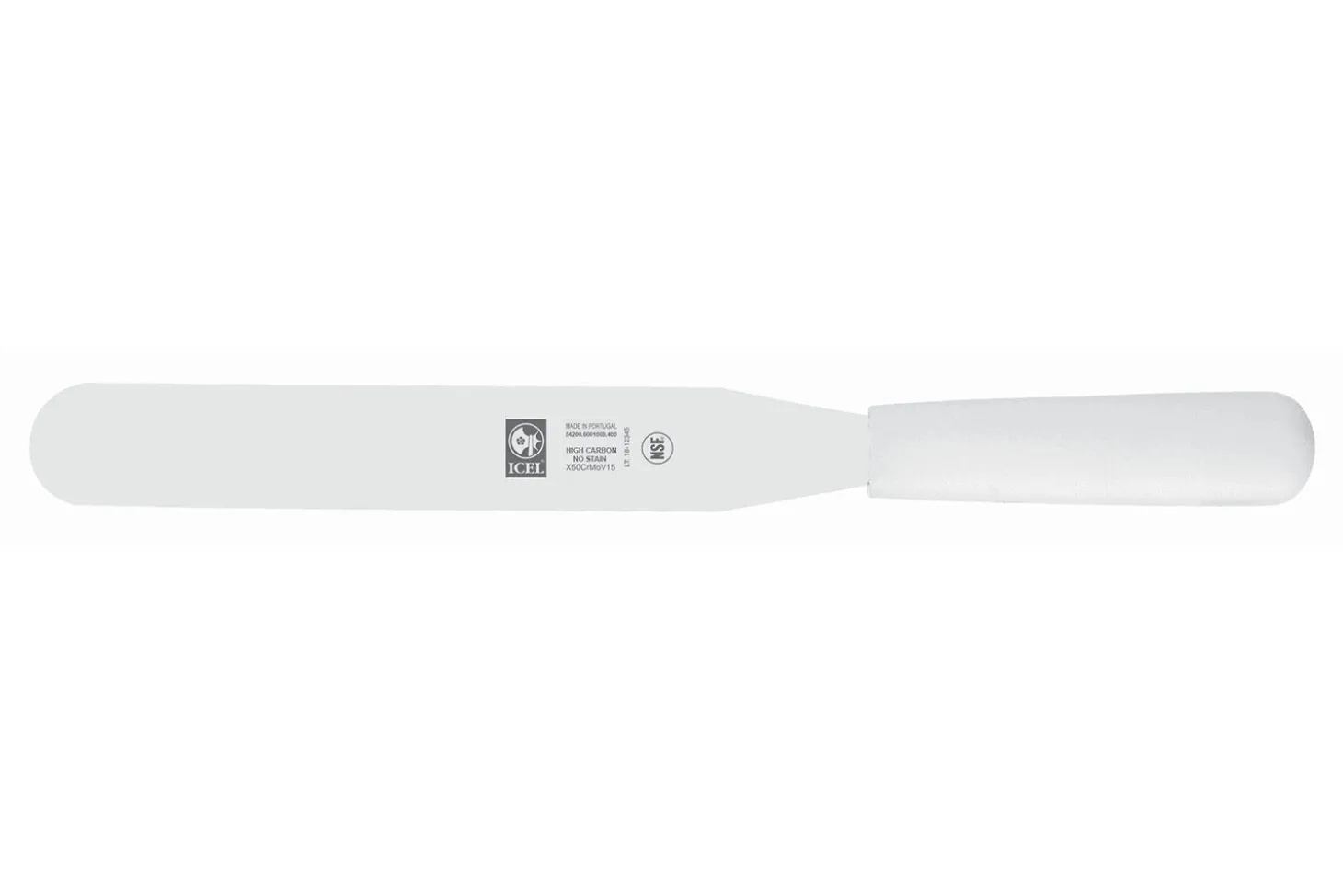 Spatule droite professionnelle Icel inox manche PP blanc