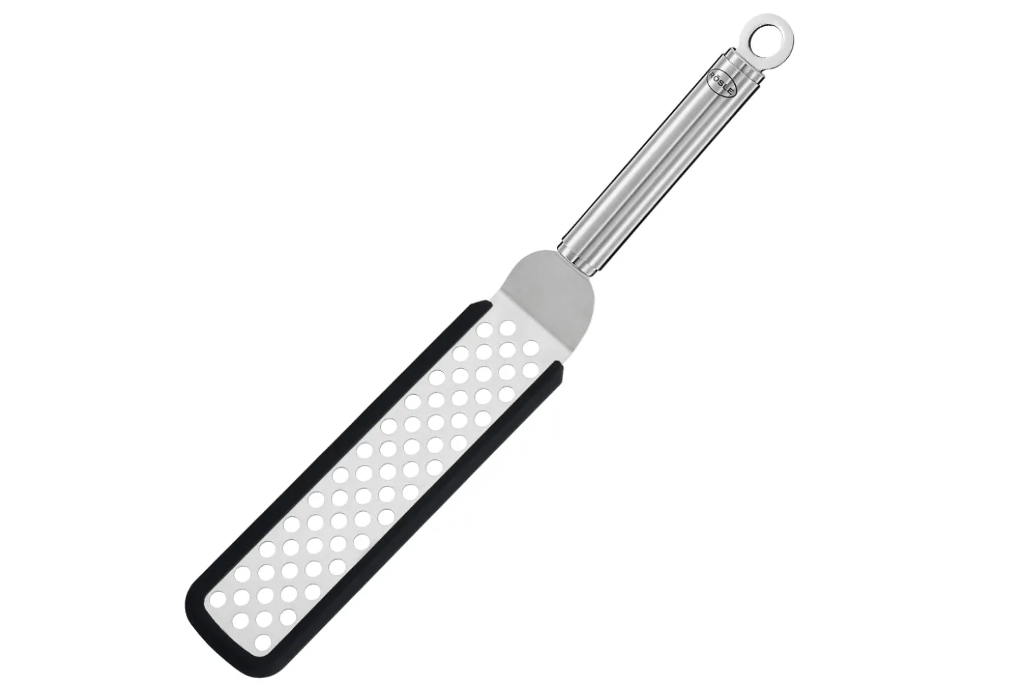 Spatule Rösle coudée perforée en silicone et acier inoxydable 32cm