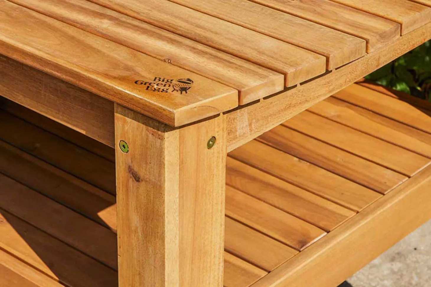 Table en bois d'eucalyptus pour barbecue Big Green Egg XLarge