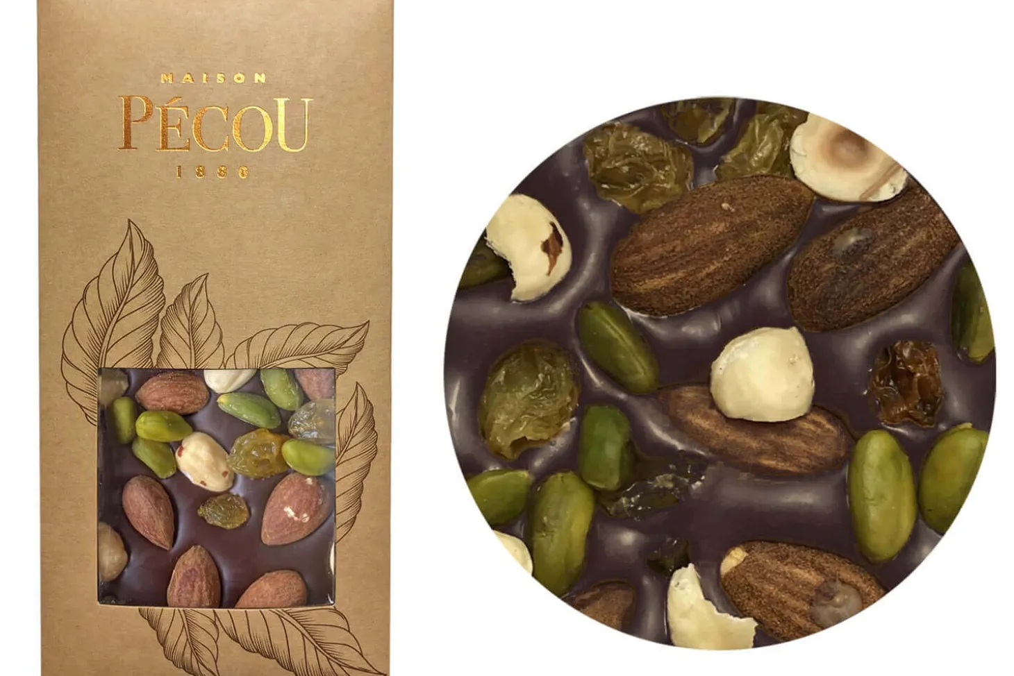 Tablette de chocolat noir Pécou La Charmeuse aux fruits secs - 100g