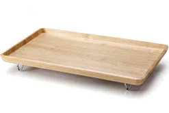 Tablette de lit sur pieds métalliques Continenta en bois d'hévéa 53x32x7cm