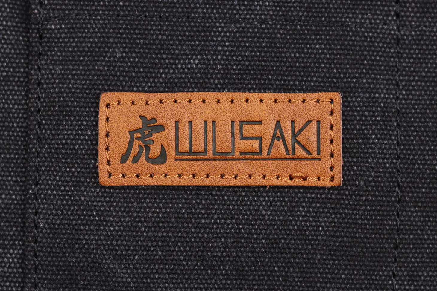 Tablier de cuisine Wusaki en toile noire charbon et cuir 83x67,5cm - Taille unique