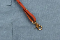 Tablier de cuisine Wusaki en toile bleue et cuir 83x67,5cm - Taille unique