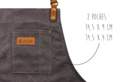 Tablier de cuisine Wusaki en toile et cuir 83x67,5cm - Taille unique