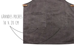 Tablier de cuisine Wusaki en toile et cuir 83x67,5cm - Taille unique