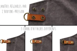 Tablier de cuisine Wusaki en toile et cuir 83x67,5cm - Taille unique