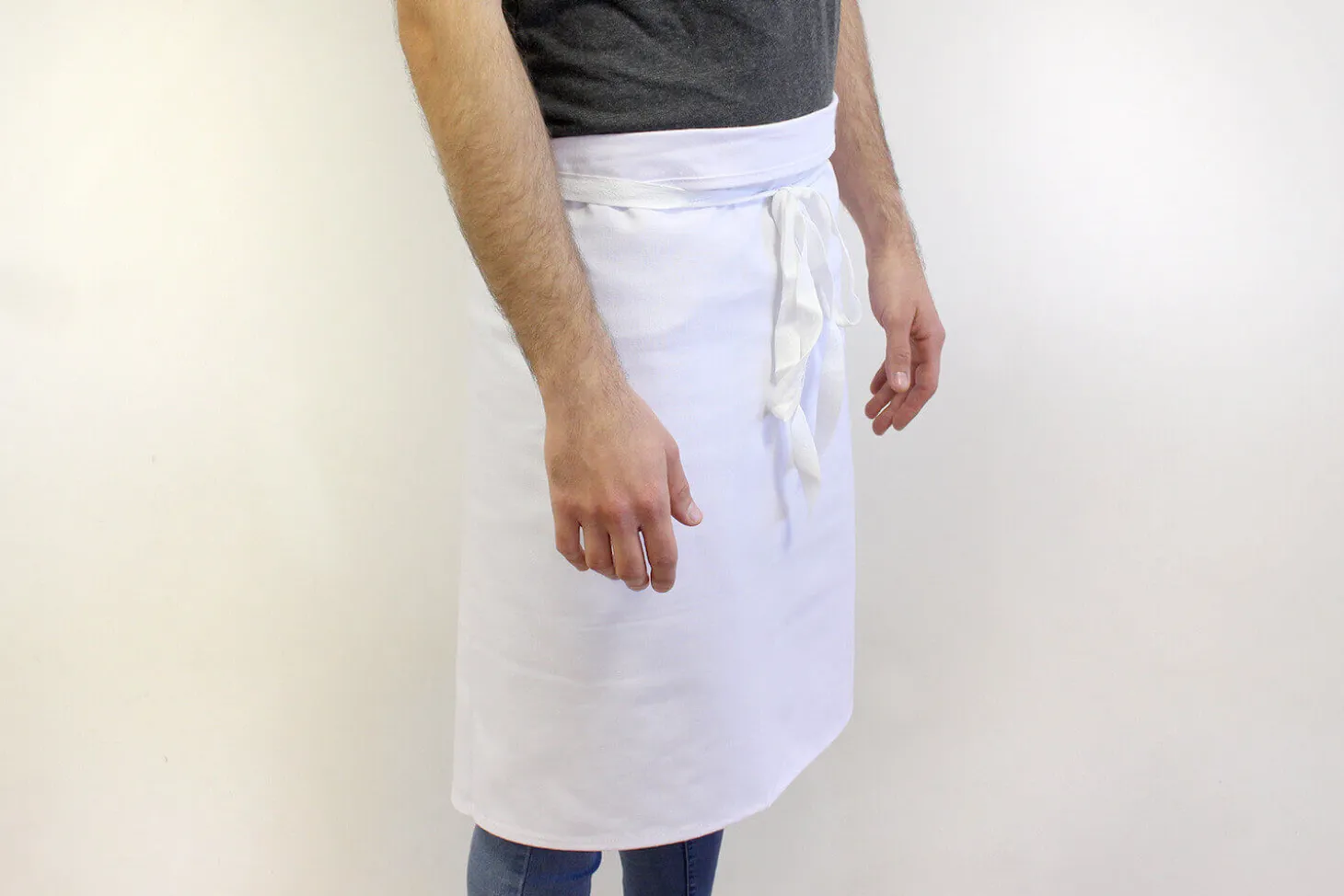 Tablier de cuisinier demi chef Deren 100% coton blanc