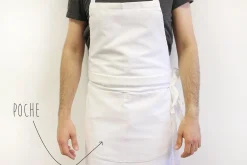 Tablier valet professionnel 100% coton blanc 100 x 100cm