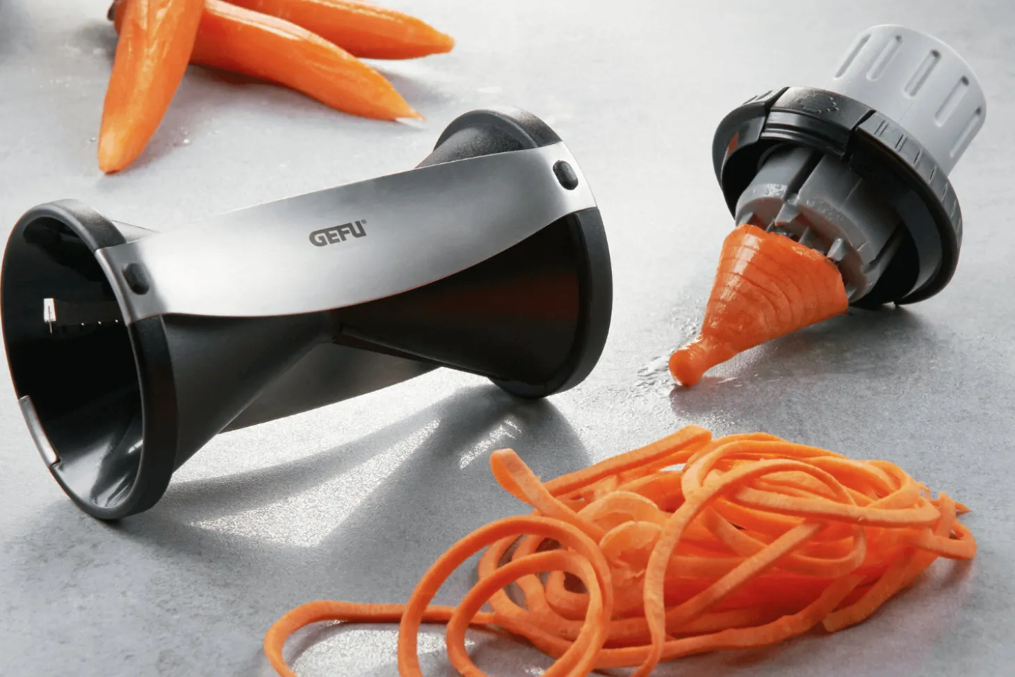 Taille-légumes Gefu Spirelli 2.0 en acier inox et polymère