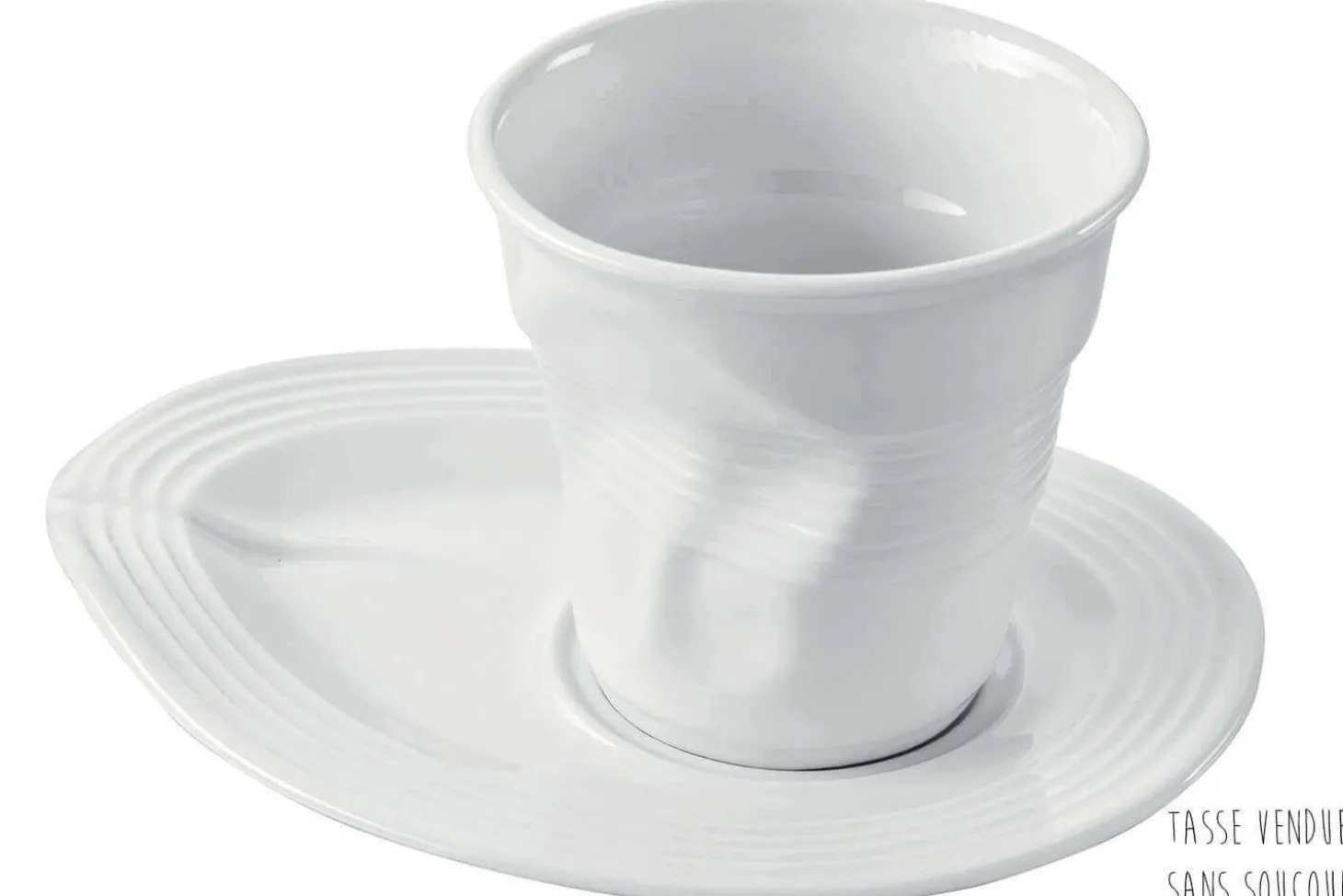 Tasse Revol Cappuccino Froissé 18cl en porcelaine blanche