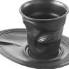 Tasse Revol Cappuccino Froissé 18cl en porcelaine noire satinée