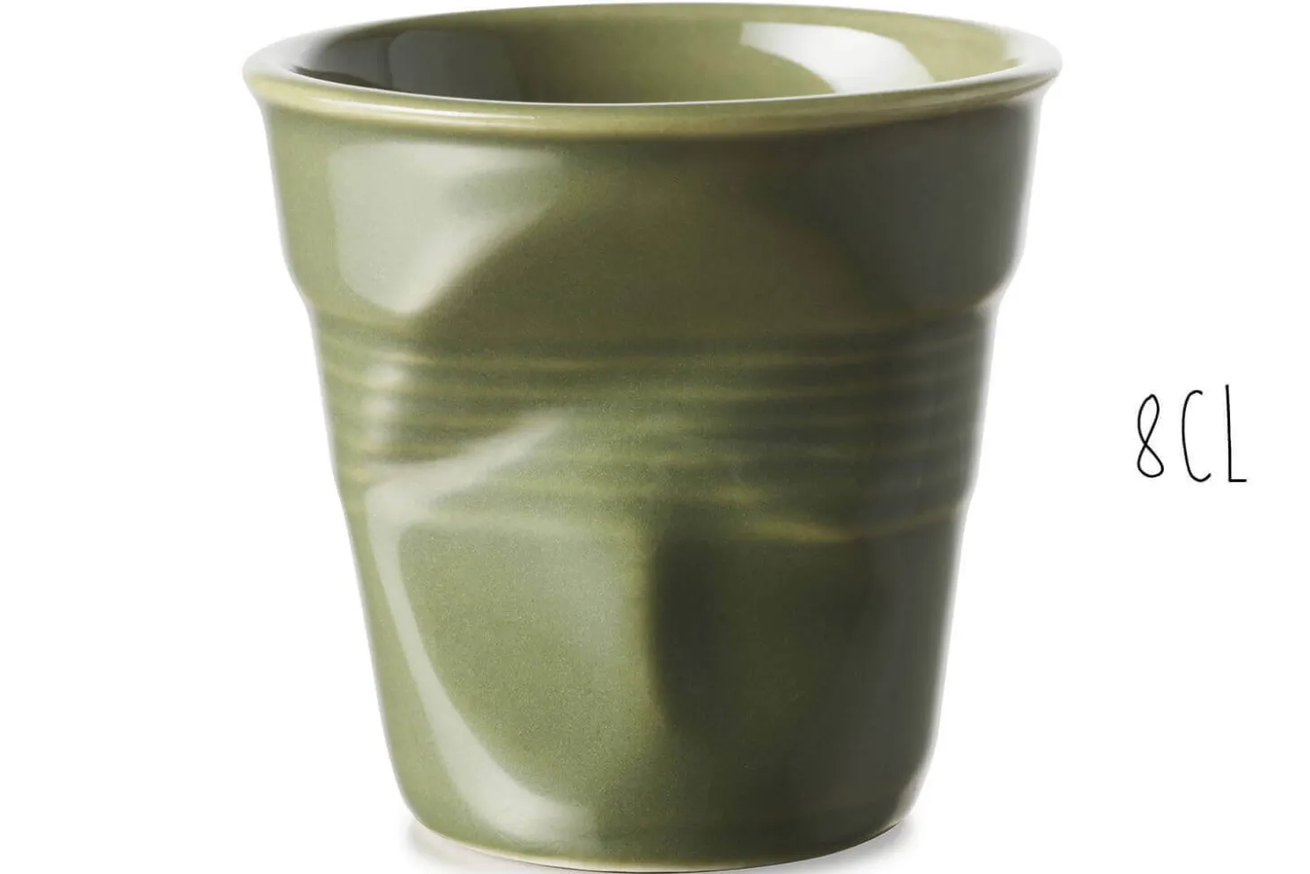 Tasse Revol Espresso Froissé 8cl en porcelaine Vert Garrigue