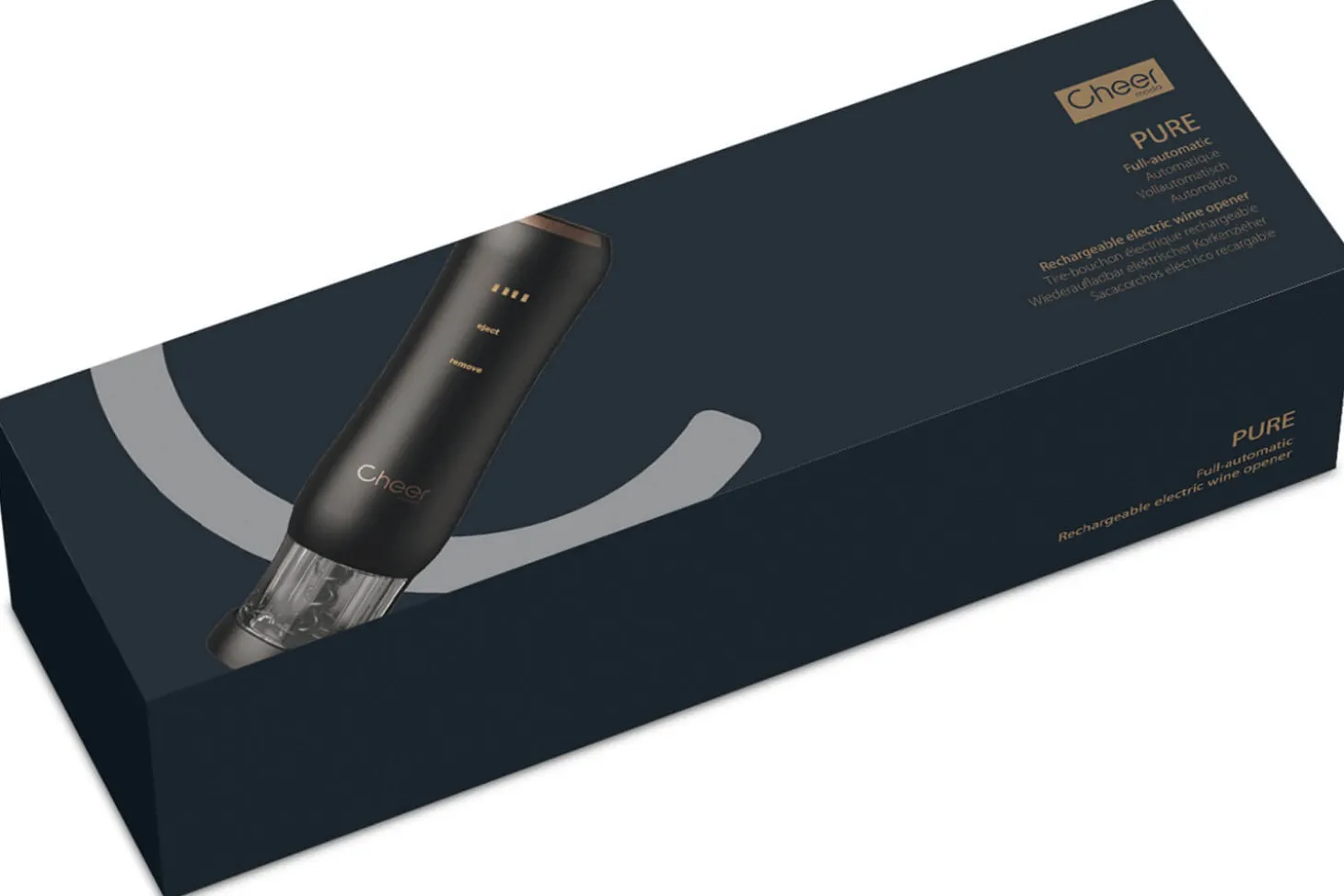 Tire-bouchon automatique rechargeable Cheer Moda Pure - Noir & Bronze