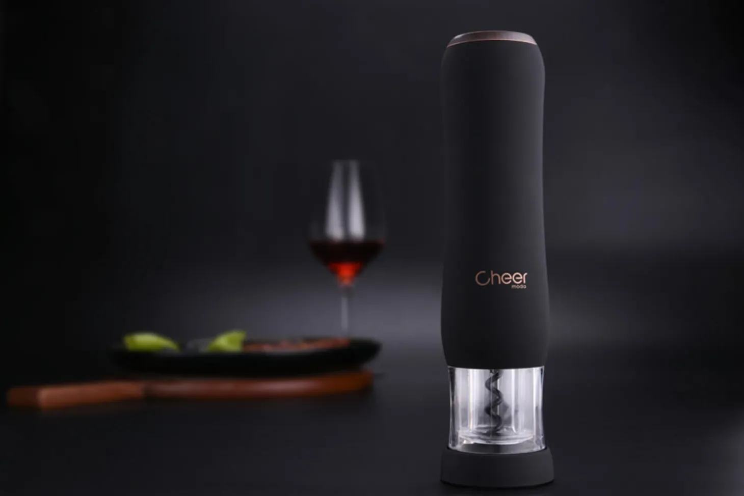 Tire-bouchon automatique rechargeable Cheer Moda Pure - Noir & Bronze