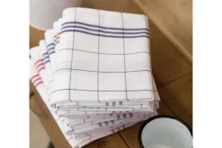 Torchon à carreaux bleus Tissage de l'Ouest Hugo fabriqué en France