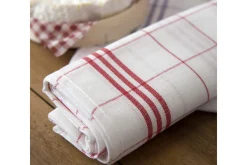 Torchon à carreaux rouges Tissage de l'Ouest Hugo fabriqué en France