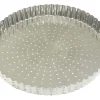 Tourtière ronde cannelée perforée Gobel fer blanc fond fixe