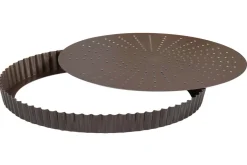 Tourtière ronde cannelée perforée Gobel anti-adhérent fond mobile