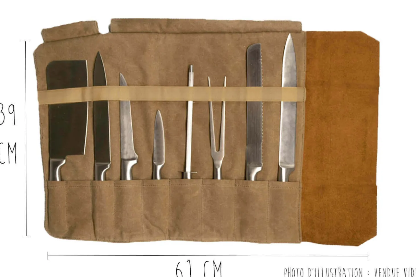 Trousse à couteaux vide Alaskan Maker Chef - 61x38,5cm avec 9 emplacements