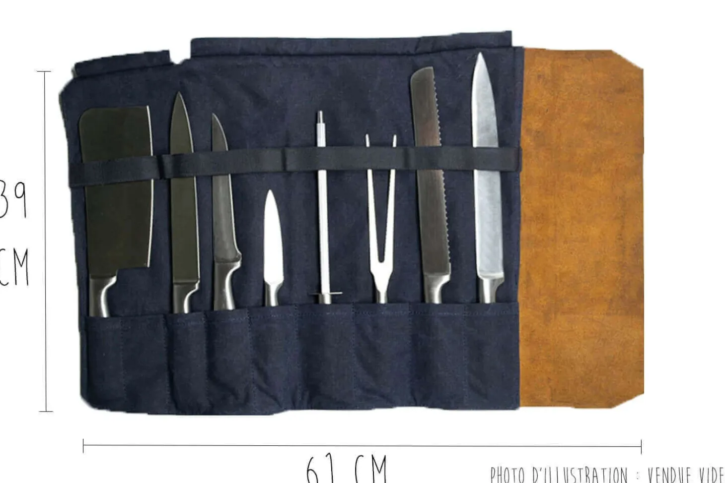 Trousse à couteaux vide Alaskan Maker Chef - 61x38,5cm avec 9 emplacements