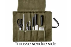 Trousse de cuisinier vide Triangle en toile cirée kaki 45 x 35,5cm
