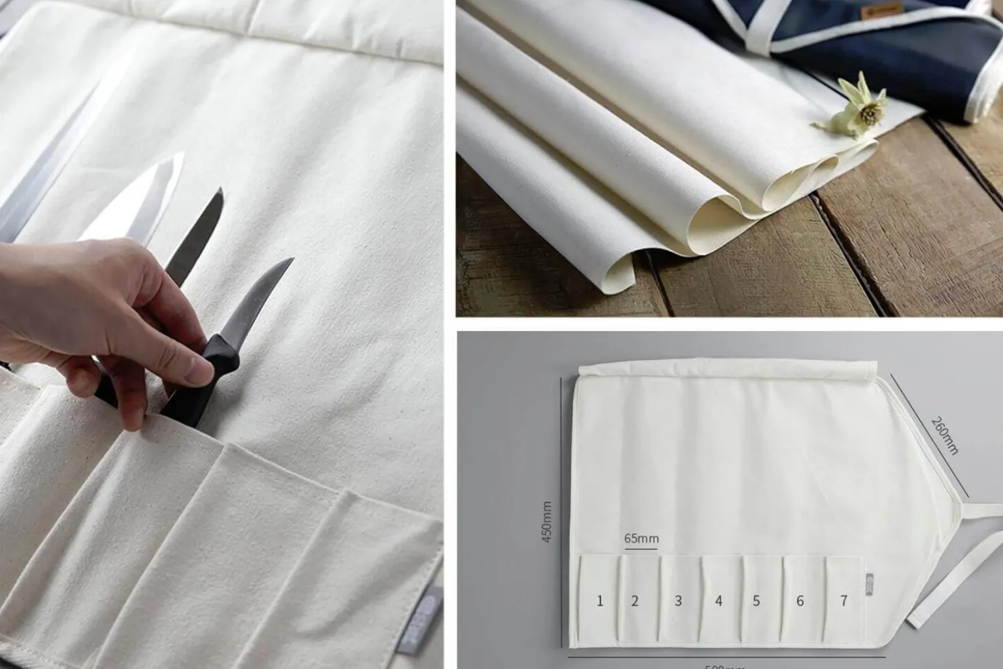 Trousse vide traditionnelle CHEF ROLL 7 pour 7 couteaux et ustensiles