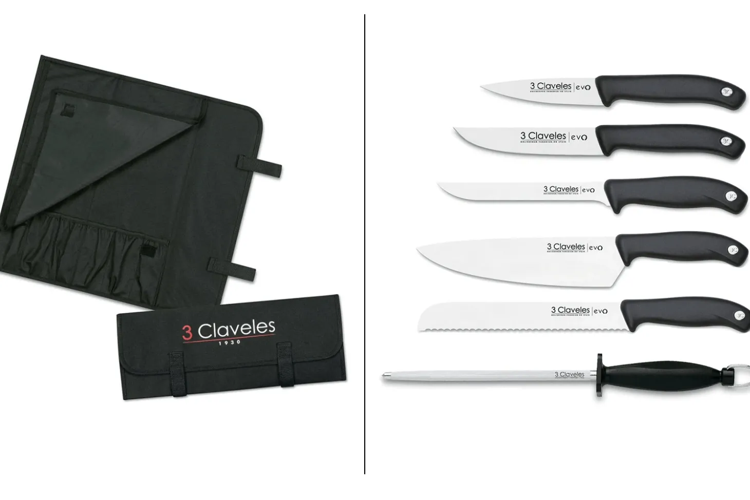 Valise de 5 couteaux EVO pour cuisiniers + fusil 3 Claveles