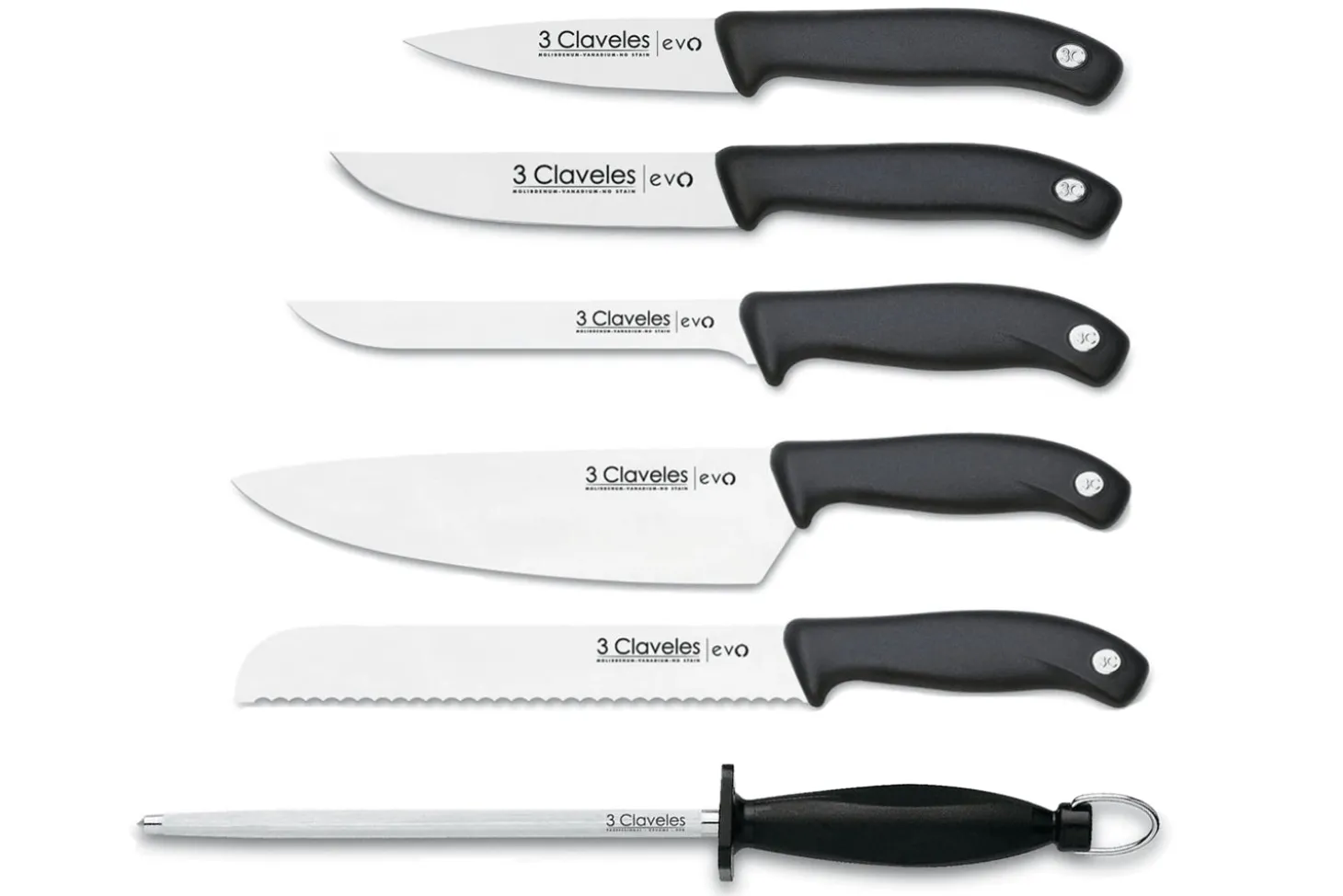 Valise de 5 couteaux EVO pour cuisiniers + fusil 3 Claveles