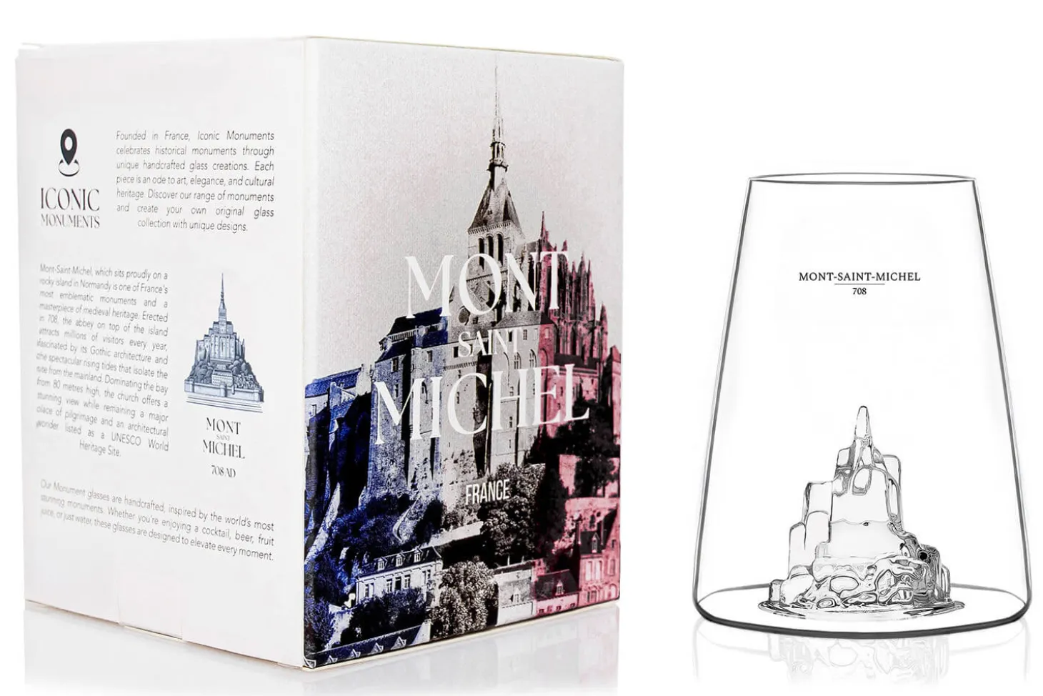 Verre à spiritueux long Alaskan Maker Iconic Monuments Mont Saint-Michel en verre cristallin