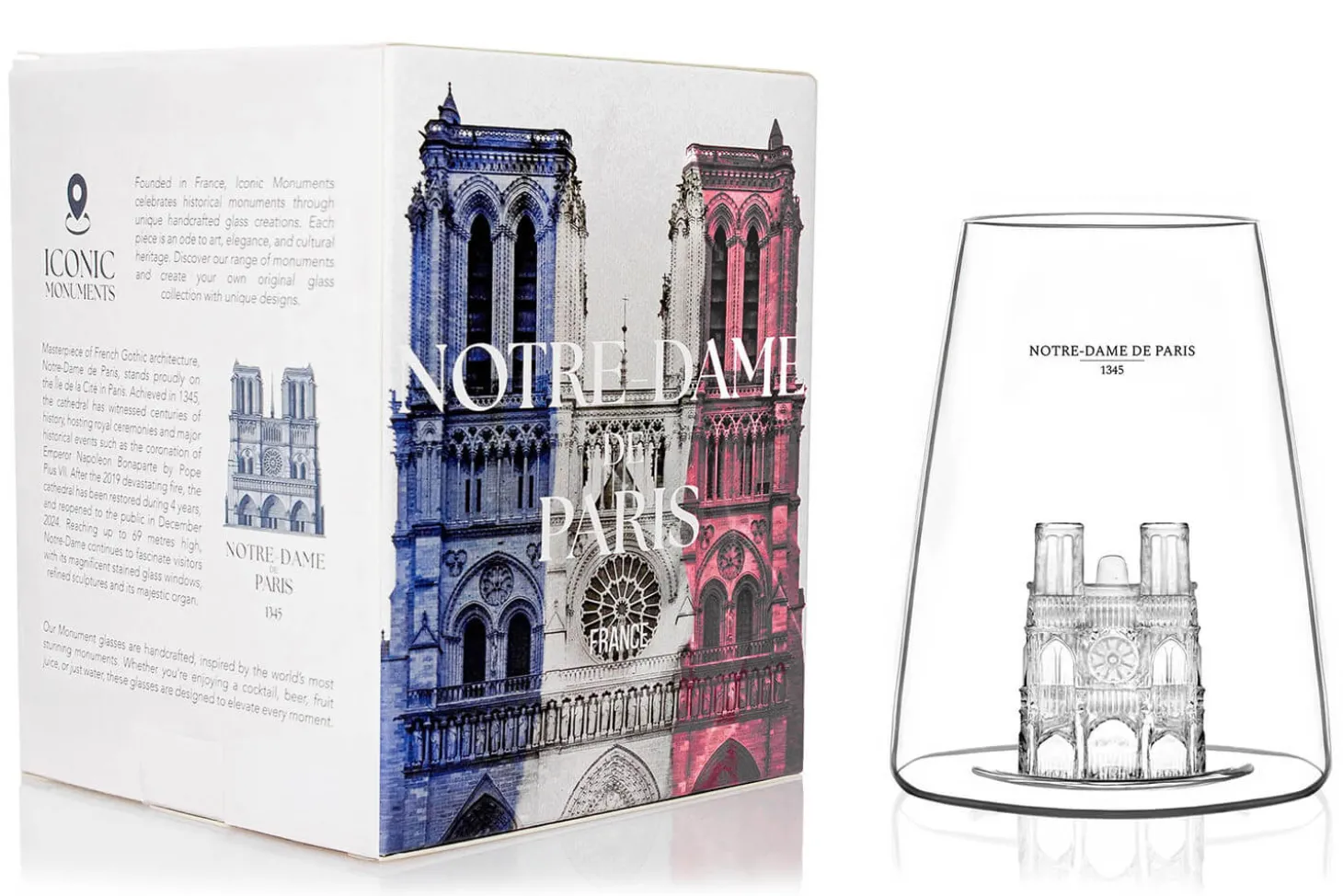 Verre à spiritueux long Alaskan Maker Iconic Monuments Notre Dame de Paris en verre cristallin