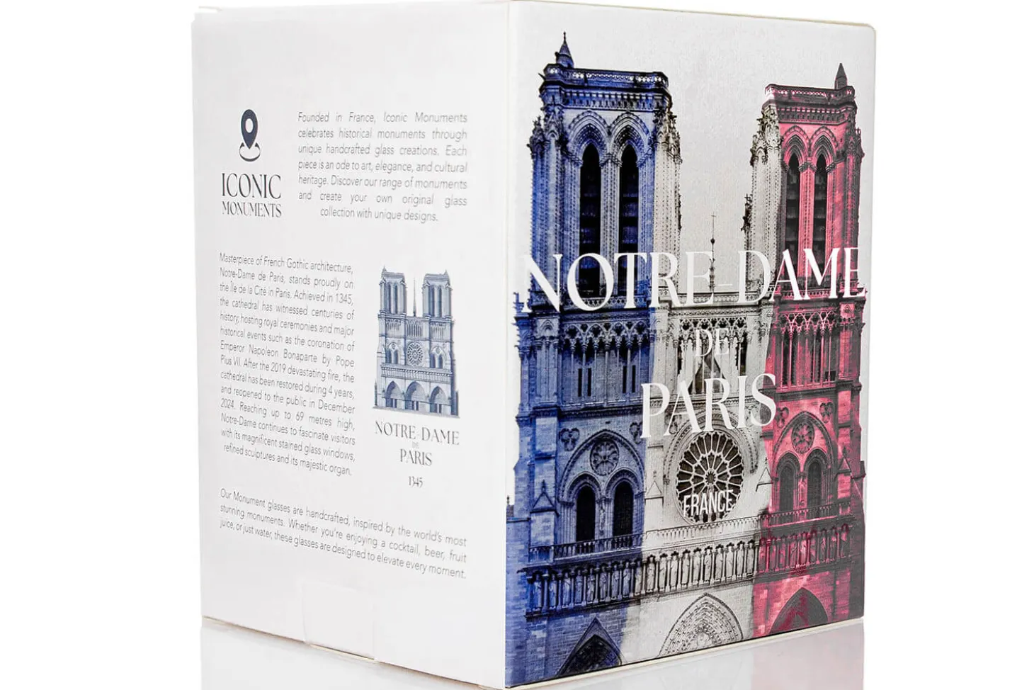 Verre à spiritueux long Alaskan Maker Iconic Monuments Notre Dame de Paris en verre cristallin