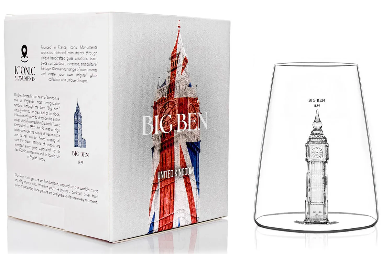Verre à spiritueux long Alaskan Maker Iconic Monuments Big Ben en verre cristallin