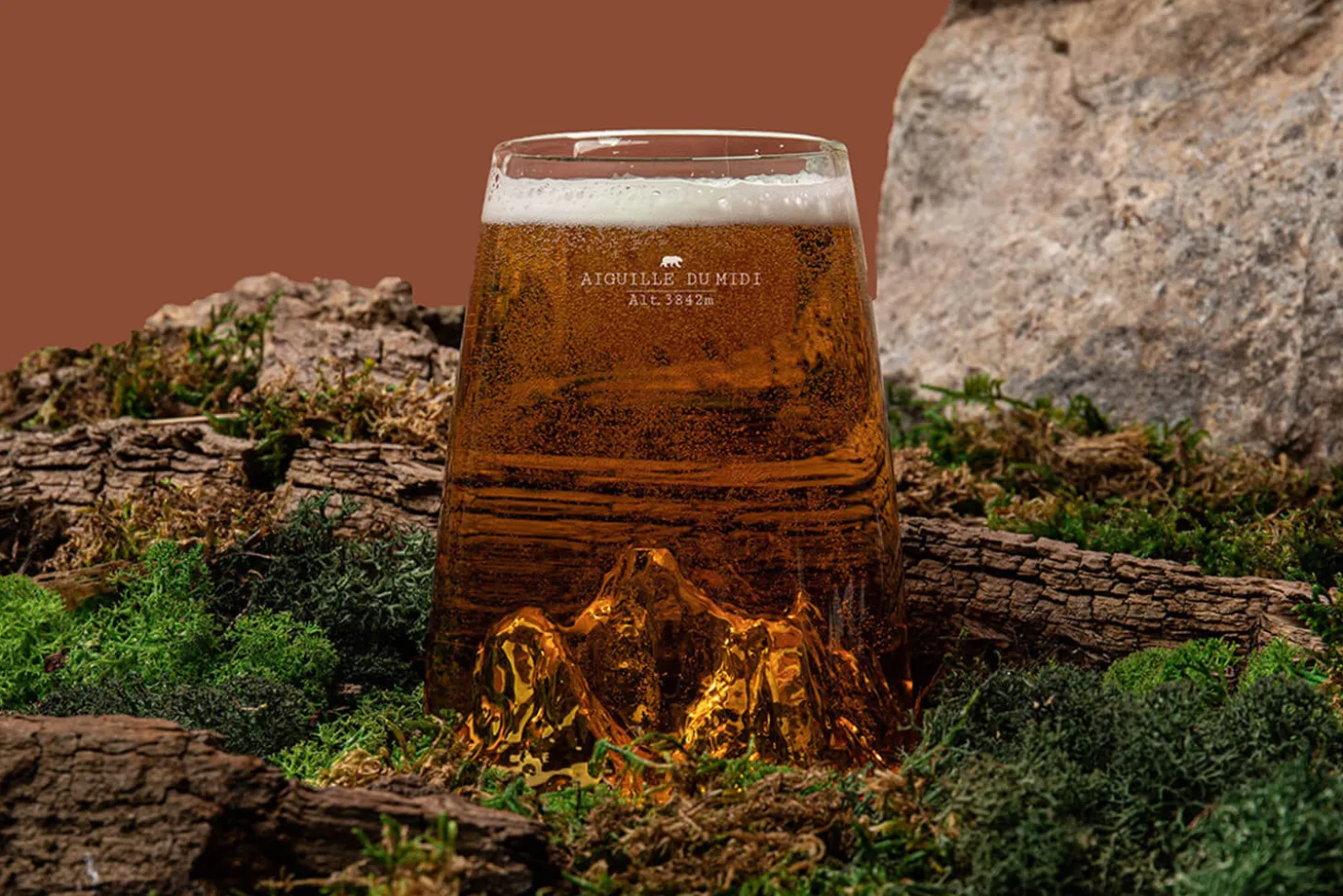 Verre à spiritueux long Alaskan Maker Topographic Aiguille du midi en verre cristallin
