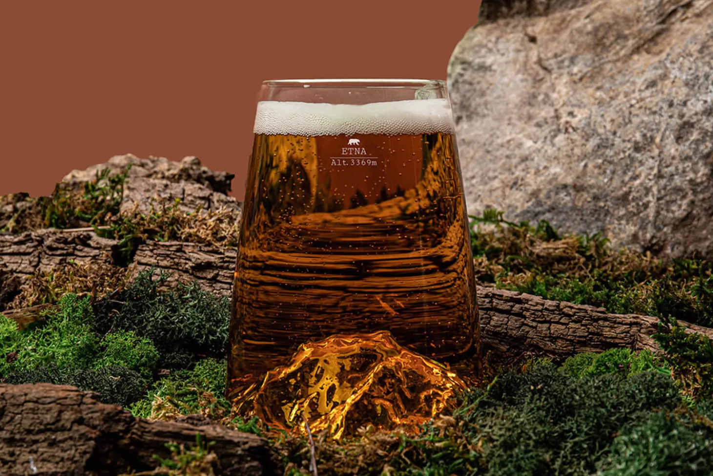 Verre à spiritueux long Alaskan Maker Topographic Etna en verre cristallin