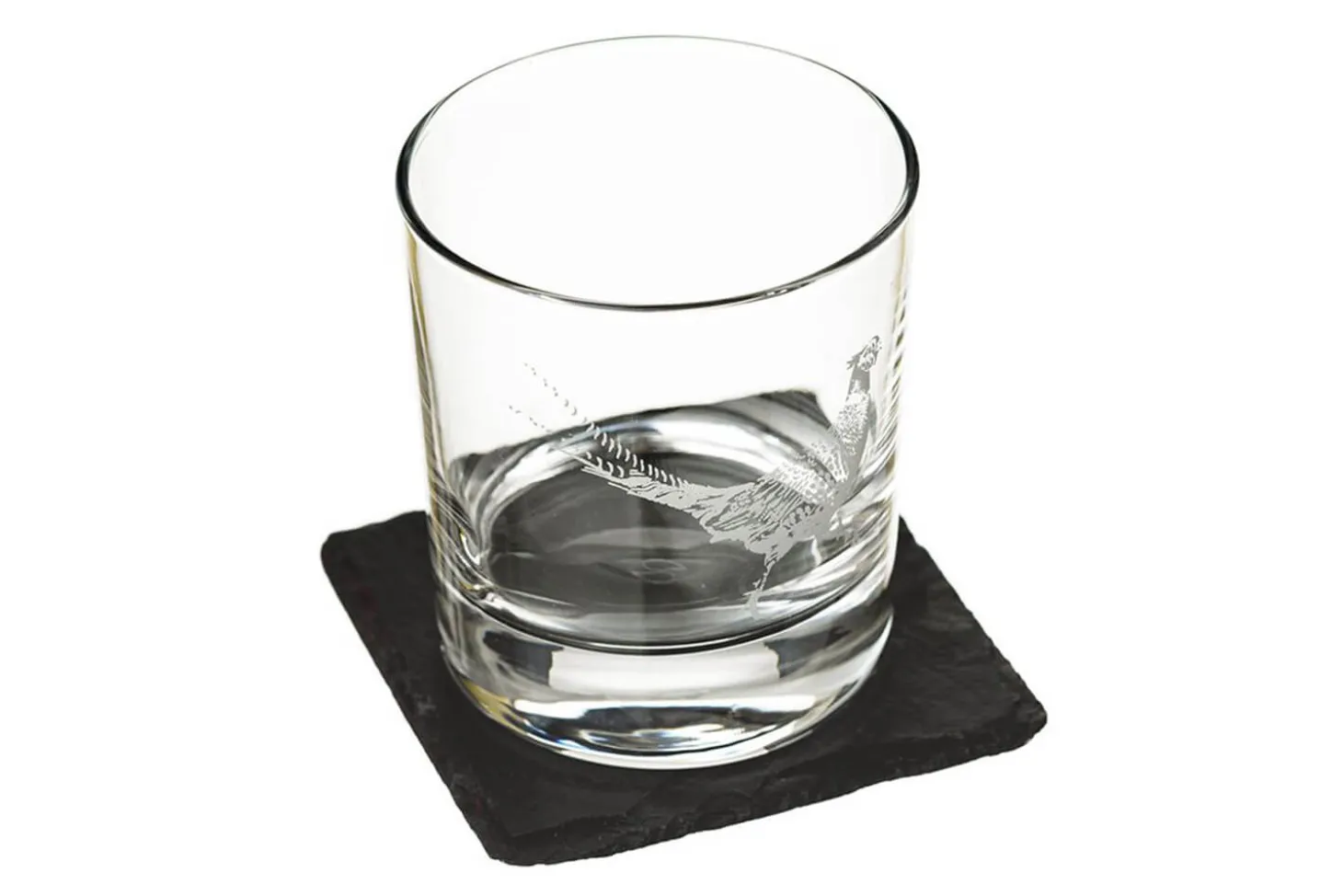 Verre à whisky avec dessous de verre Selbrae House - Motif faisan