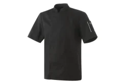 Veste de cuisine mixte Robur Nero noire à manches courtes
