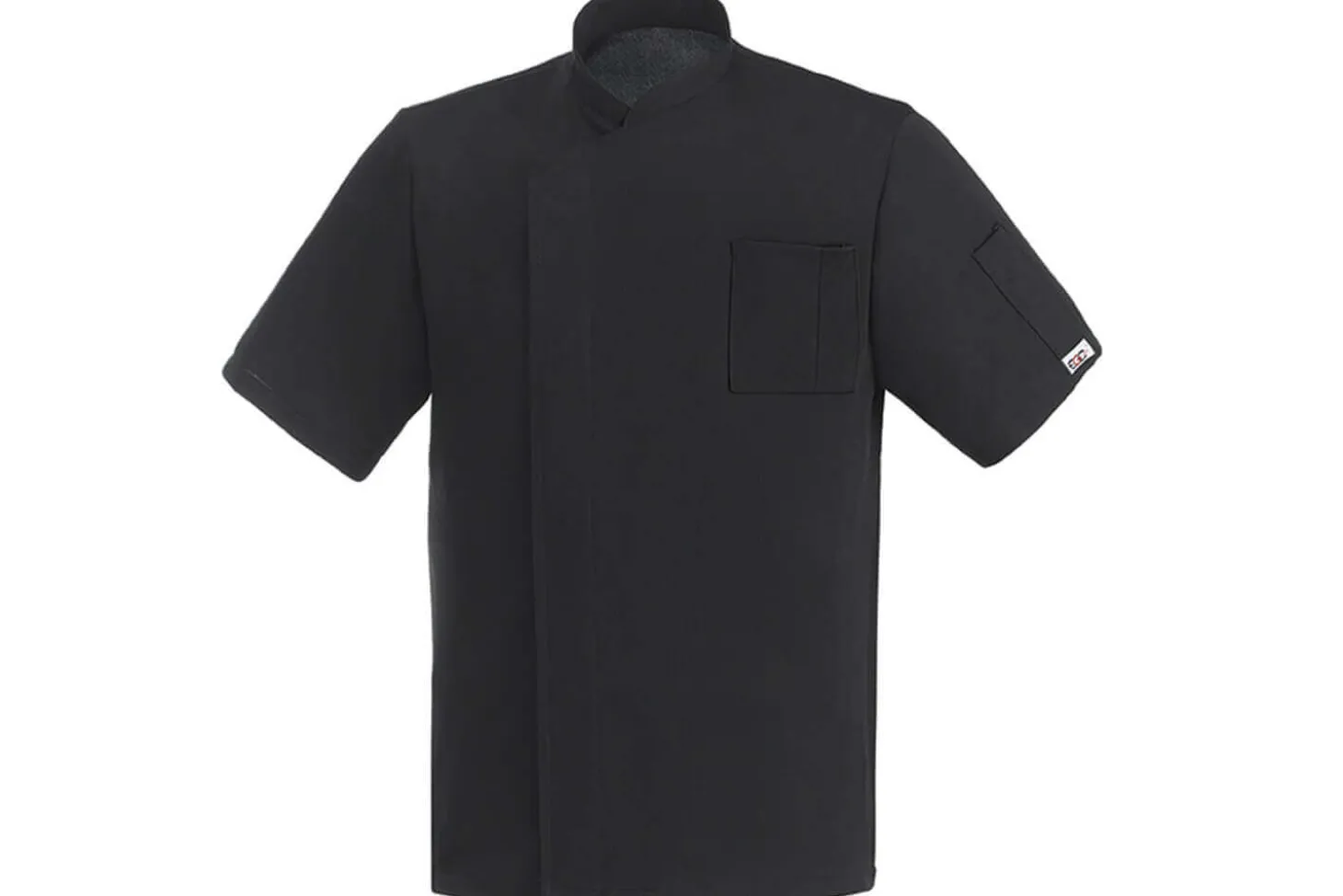 Veste de cuisine unisexe Egochef Pizzaiolo noire 100% Air Plus à manches courtes