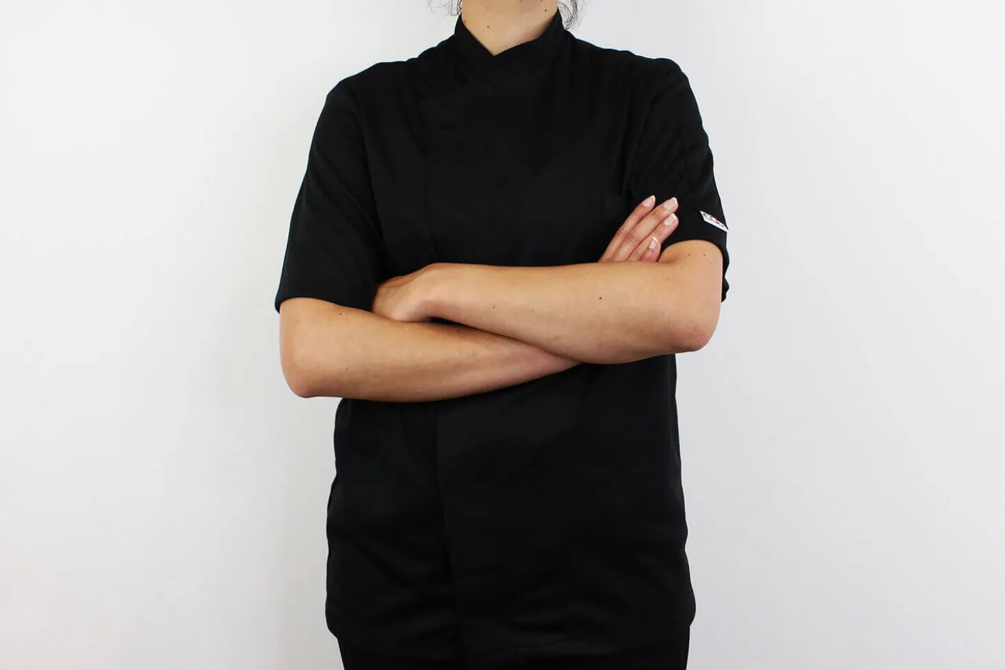 Veste de cuisine unisexe Egochef Pizzaiolo noire 100% Air Plus à manches courtes