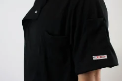 Veste de cuisine unisexe Egochef Pizzaiolo noire 100% Air Plus à manches courtes