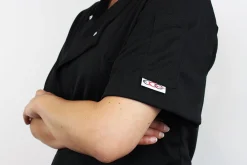 Veste de cuisine unisexe Egochef Pizzaiolo noire 100% Air Plus à manches courtes