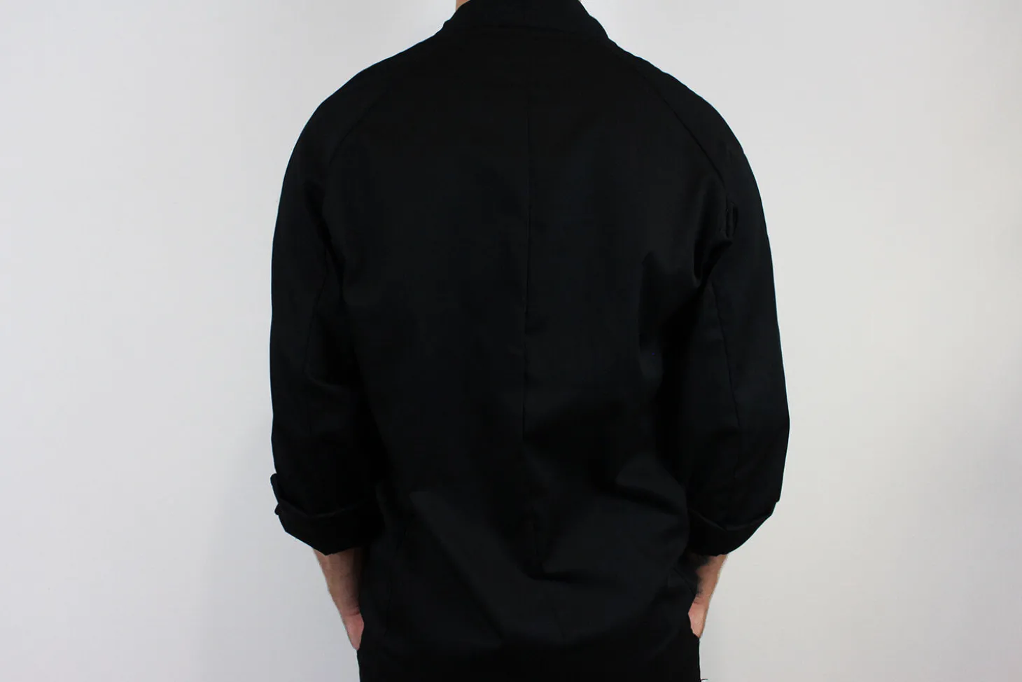 Veste de cuisine unisexe Egochef Sushi noire kimono polyester et coton à manches longues