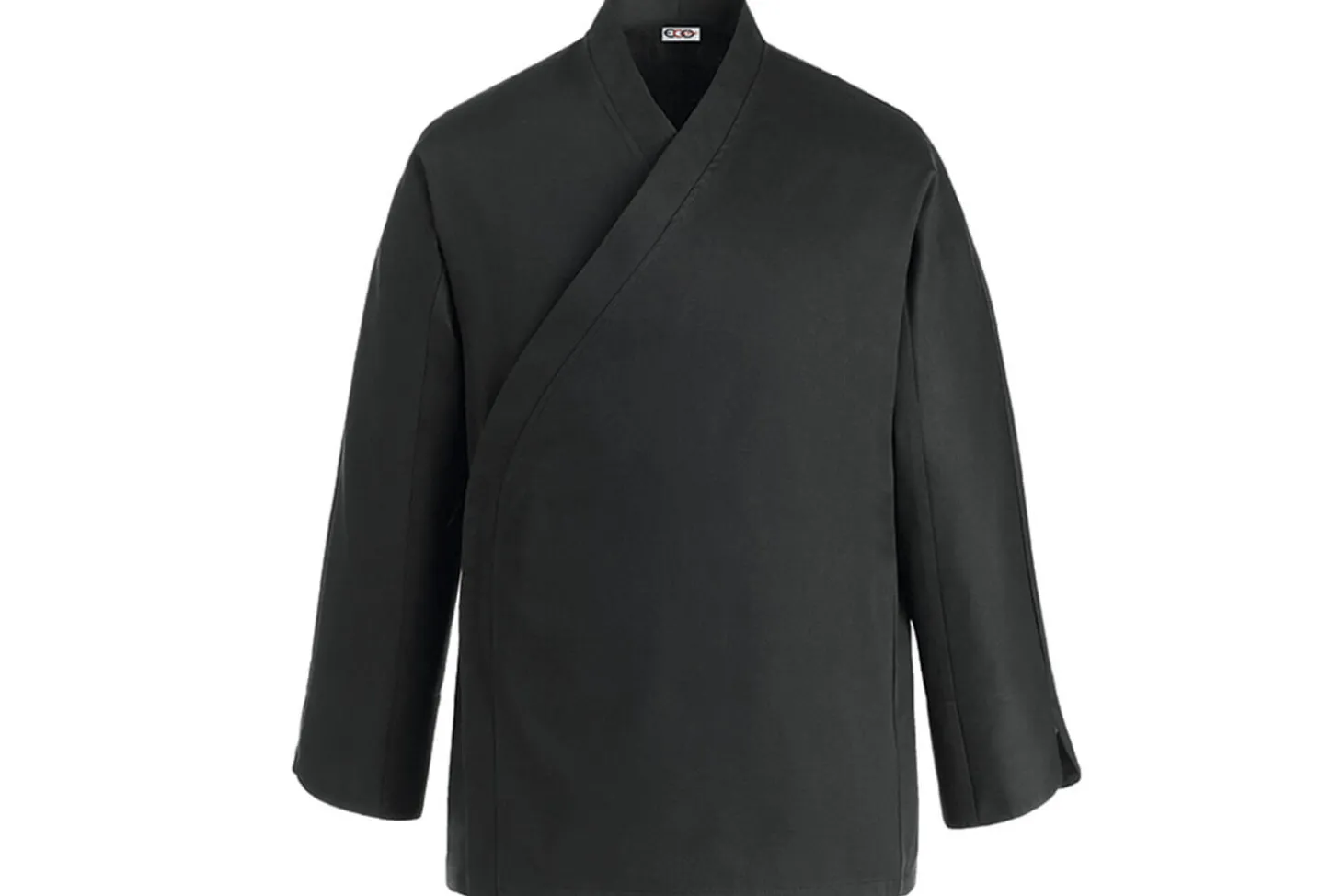 Veste de cuisine unisexe Egochef Sushi noire kimono polyester et coton à manches longues
