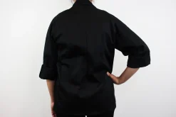 Veste de cuisine unisexe Egochef Sushi noire kimono polyester et coton à manches longues