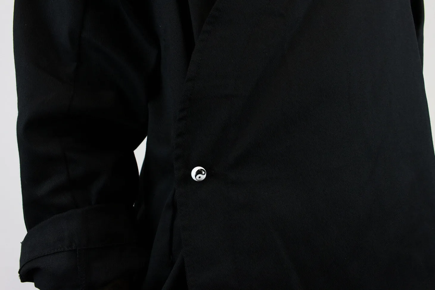Veste de cuisine unisexe Egochef Sushi noire kimono polyester et coton à manches longues