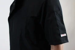 Veste de cuisine unisexe Egochef Ottavio Air Plus noire 100% microfibre à manches courtes