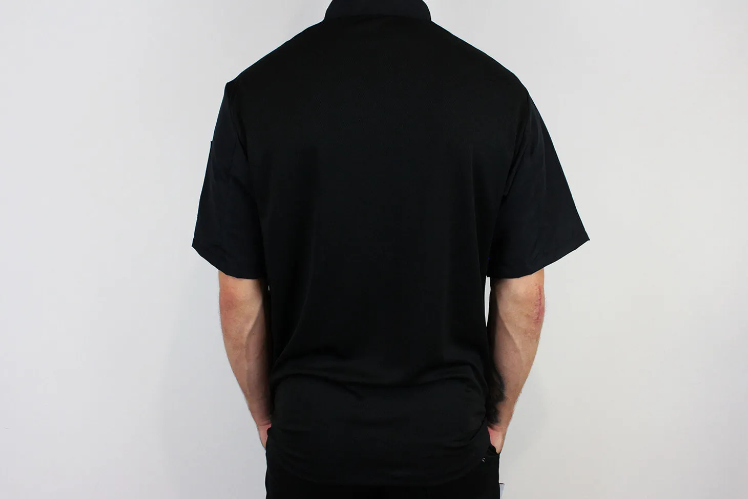 Veste de cuisine unisexe Egochef Ottavio Air Plus noire 100% microfibre à manches courtes